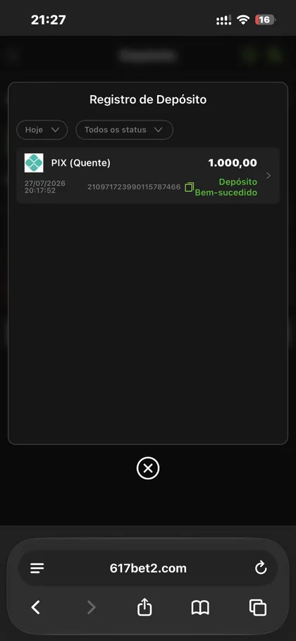 Comprovante de saque 617bet 3